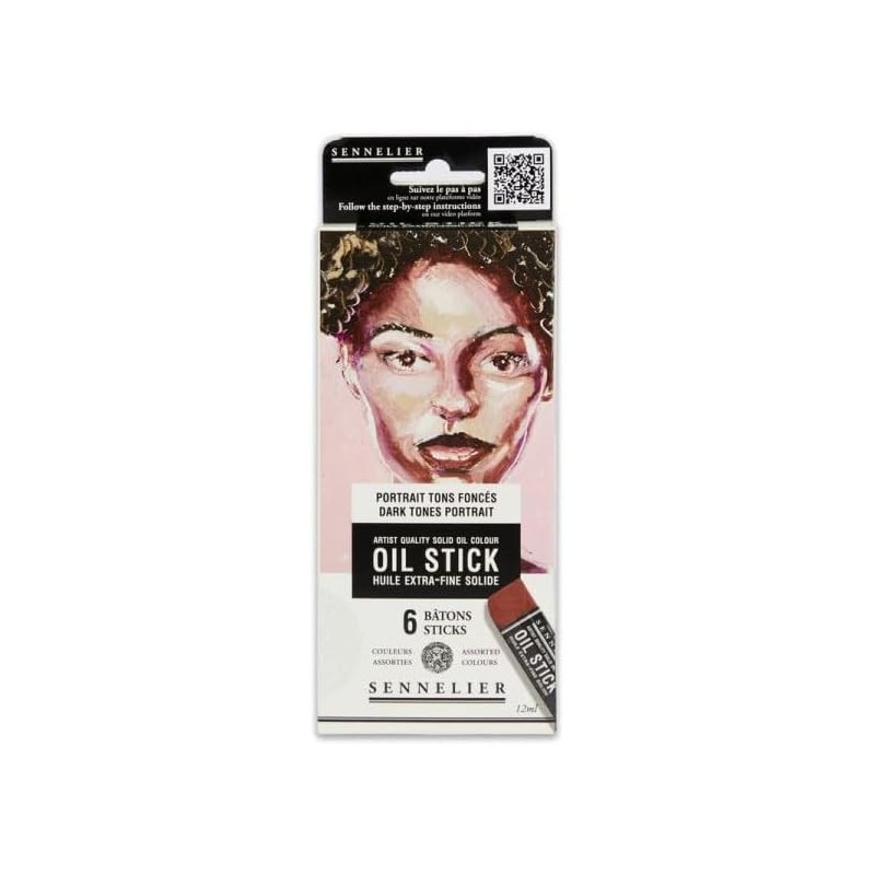 Etui 6 mini Oil stick - Portrait tons foncés - Couleurs lumineuses et éclatantes - Forte concentration pigmentaire - Sennelier