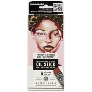 Etui 6 mini Oil stick - Portrait tons foncés - Couleurs lumineuses et éclatantes - Forte concentration pigmentaire - Sennelier