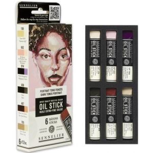 Etui 6 mini Oil stick - Portrait tons foncés - Sennelier