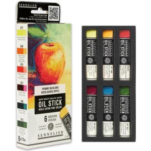 Etui 6 mini Oil stick - Pomme bicolore - Bonne résistance à la lumière - Texture riche et onctueuse - Sennelier