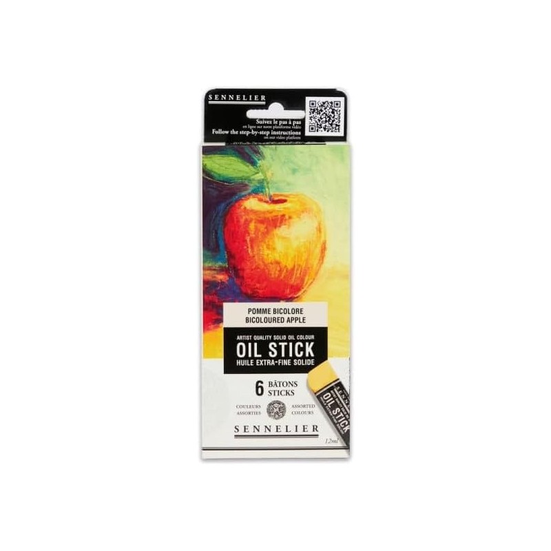 Etui 6 mini Oil stick - Pomme bicolore - Idéal nature morte - bâtons d'huile extra fine - Sennelier