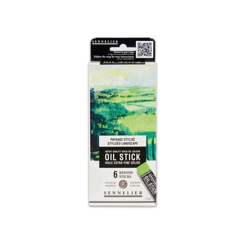 Etui 6 mini Oil stick - Paysage stylisé -  mini bâtons d'huile extra-fine solide - Sennelier