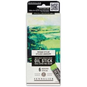 Etui 6 mini Oil stick - Paysage stylisé -  mini bâtons d'huile extra-fine solide - Sennelier