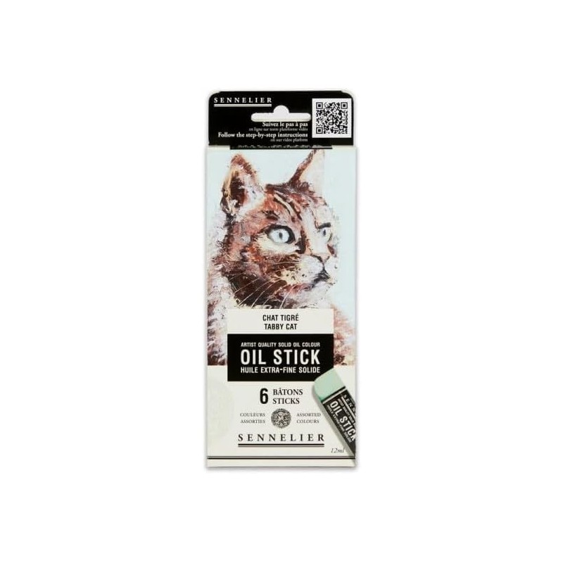Etui 6 mini Oil stick - Chat tigré - mini bâtons d'huile extra-fine solide - Sennelier
