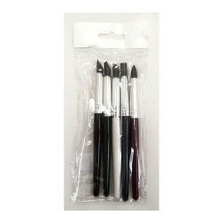 Set de 5 pinceaux caoutchouc - Pointes souples et solides - Reliefs, motifs, pastel, aquarelle.. -  Nid'art