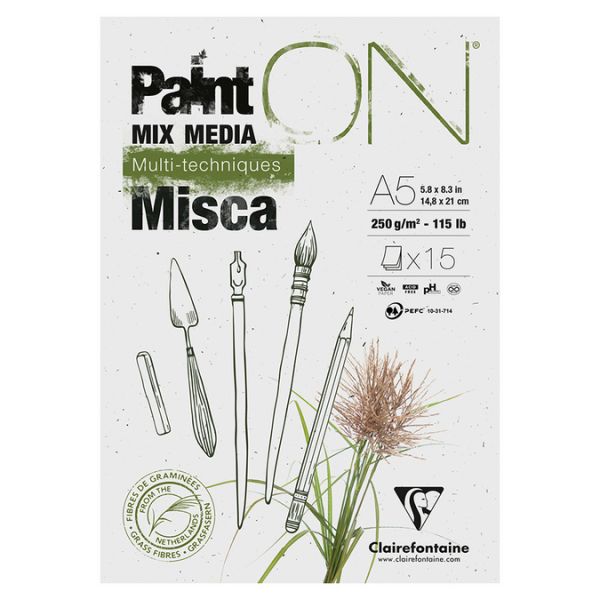 Bloc multi-techniquePaint'On - Misca - 15 feuilles 250g - Fibres de graminées - Clairefontaine
