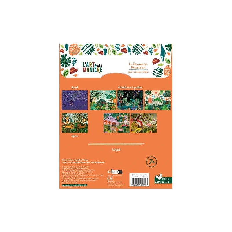 L'art à la manière Le douanier Rousseau - Cartes à gratter - Thème de la jungle - Livre