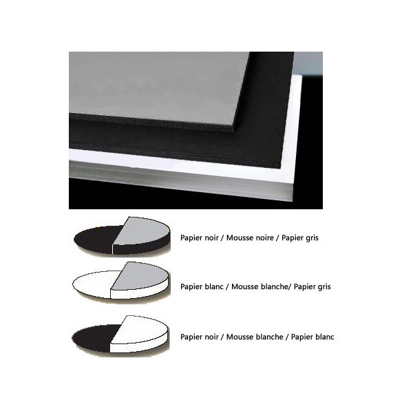 Carton mousse / carton plume - Bicolor - Blanc, noir et gris