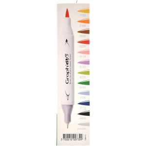 Set de 12 marqueurs à alcool Graph'it Brush - 12 couleurs essentielles pour débuter 