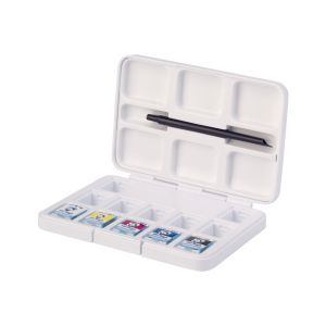 Set aquarelle Van Gogh - 5 demi-godets primaires - Pocket box pour rangement inclus - 7 demi-godets vides pour créer des mélange