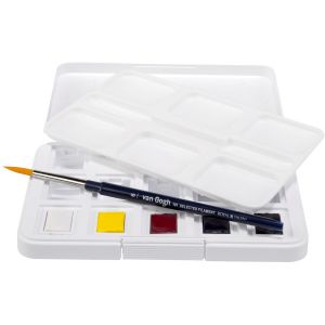 Set aquarelle Van Gogh - 5 demi-godets primaires + 1 pinceau synthétique rond inclus - Talens