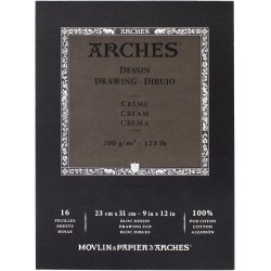 Bloc dessin & gravure - Velin d'Arches - 23 x 31cm - 16 feuilles - 200g - Couleur crème -  
