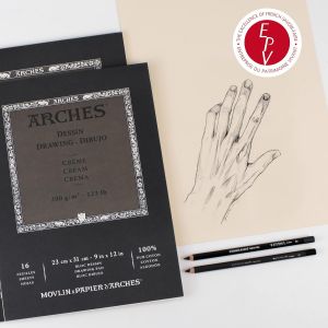 Bloc dessin & gravure - Velin d'Arches - 23 x 31cm - Couleur crème - dessin, esquisse, croquis.. -  