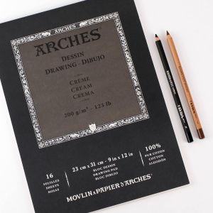 Bloc dessin & gravure - Velin d'Arches - 23 x 31cm - convient pour diverses techniques ; dessin, fusain, pastel, crayon, sanguin