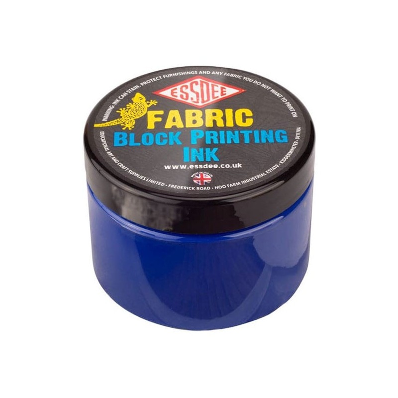 Encre linogravure sur tissu - Couleur bleu -  Pot 150ml - Fixation durable - Essdee