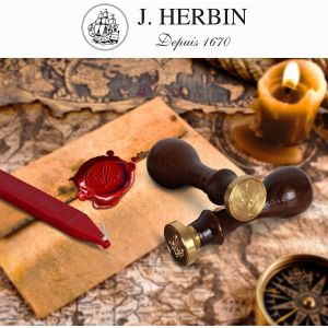 Set cire traditionnelle - sceau Fleur de lys - Décoration originale de courriers - Cachets à la cire - Herbin
