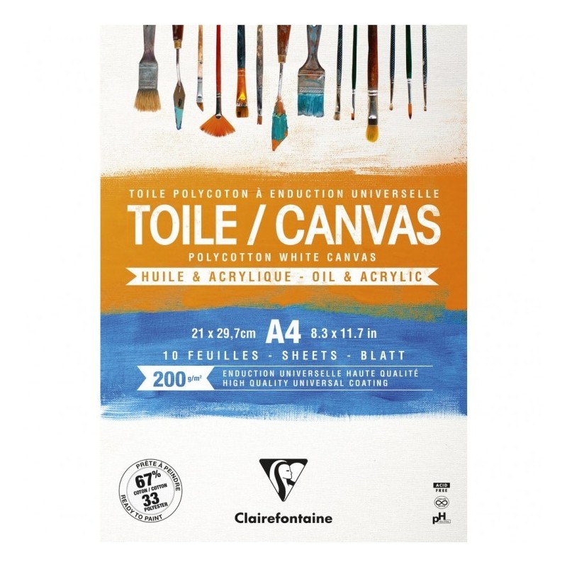 Bloc toile blanche à peindre Cosmos - 200g - 10 feuilles - Clairefontaine
