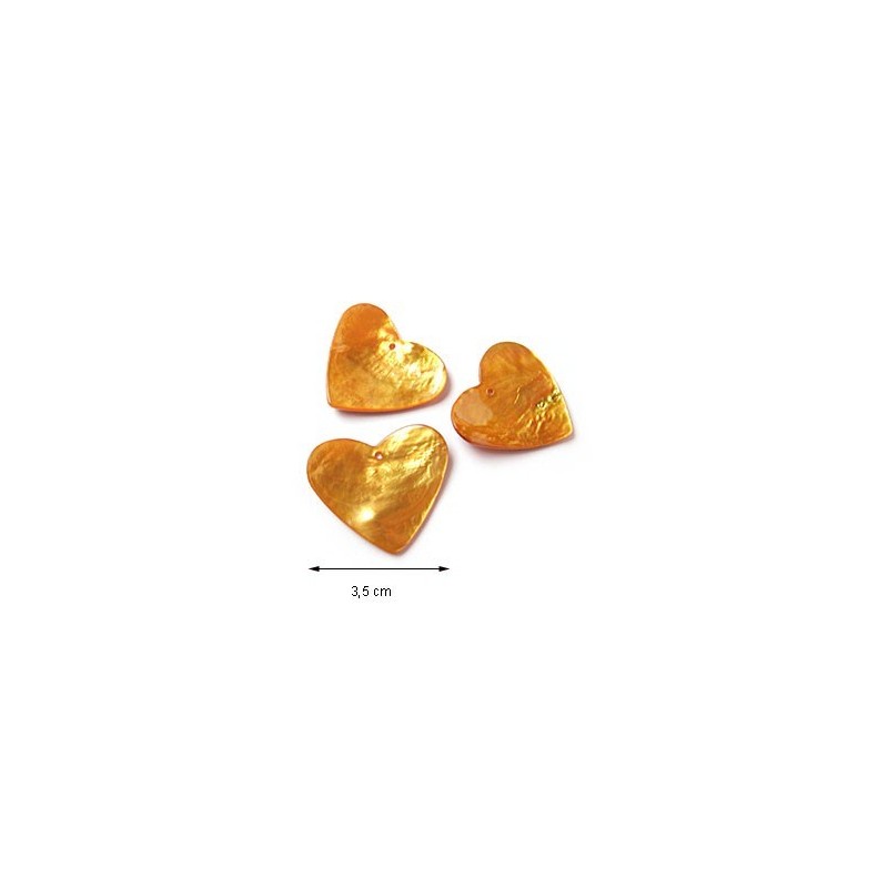 Cœurs en nacre - Couleur : Jaune orangé