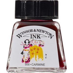 Encre à dessiner - Carmin - 14 ml - couleur intense et brillante - calligraphie et dessin - Winsor & Newton