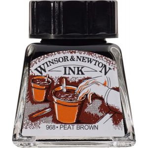 Encre à dessiner - Brun tourbe - 14 ml - couleur intense et brillante - calligraphie et dessin - Winsor & Newton