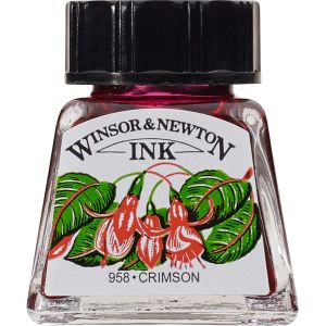 Encre à dessiner - Cramoisi - 14 ml - couleur intense et brillante - calligraphie et dessin -Winsor & Newton