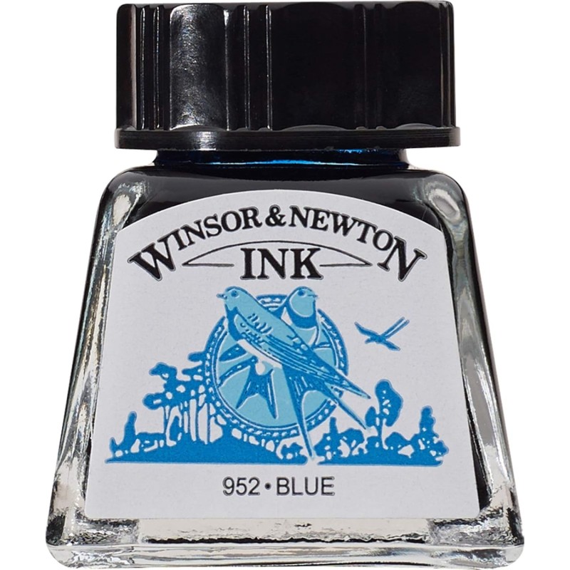Encre à dessiner - Bleu - 14 ml - couleur intense et brillante - calligraphie et dessin - Winsor & Newton