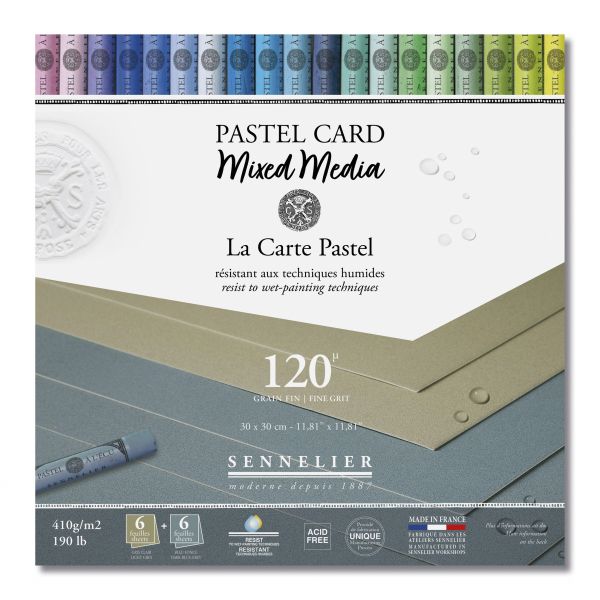 Pastel Card mixed media - Bleu foncé / gris clair- 30x30cm -Sennelier