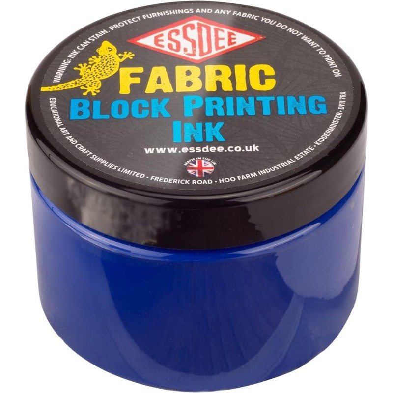 Set de 5 encres tissus pour linogravure - Couleurs bleu - Pot 150ml - Essdee