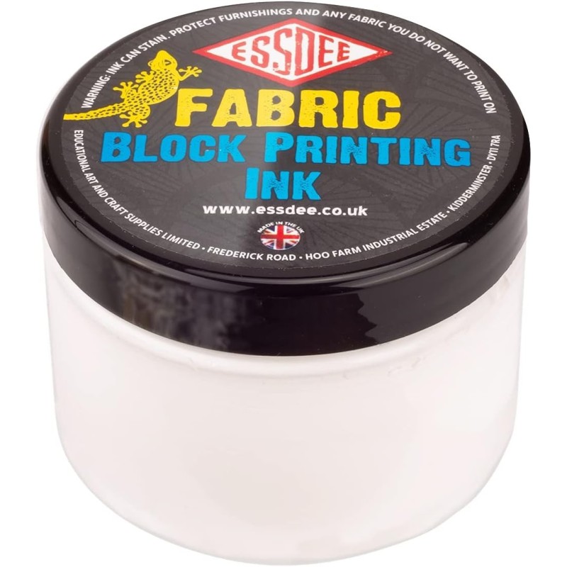 Set de 5 encres tissus pour linogravure - Couleur blanc - Pot 150ml - Essdee