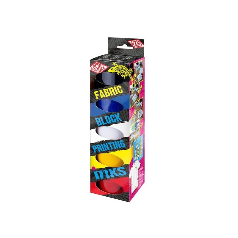 Set de 5 encres tissus pour linogravure -Couleurs vives et lumineuses -  Essdee