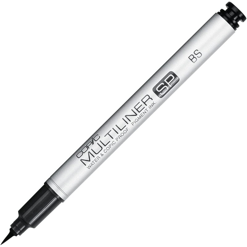 Copic Multiliner SP - Feutre calibré rechargeable - Pointe pinceau brush - Encre noire permanente - 