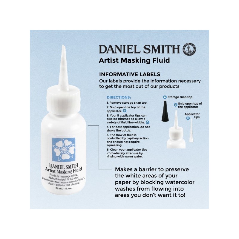 Liquide de masquage - Flacon 30ml - Application au pinceau, plume, calame - Daniel Smith