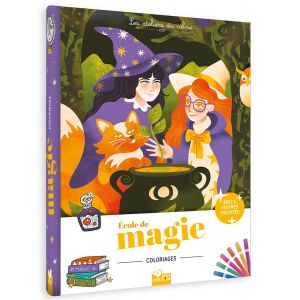 Coloriages "Ecole de magie" + feutres pailletés - Livre