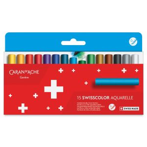 Set de 15 pastels aquarellables Swisscolor - se mélangent à l'eau pour créer de superbes effets - Caran D'Ache