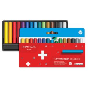 Set de 15 pastels aquarellables Swisscolor - Forte pigmentation et excellente résistance à la lumière - Caran D'Ache