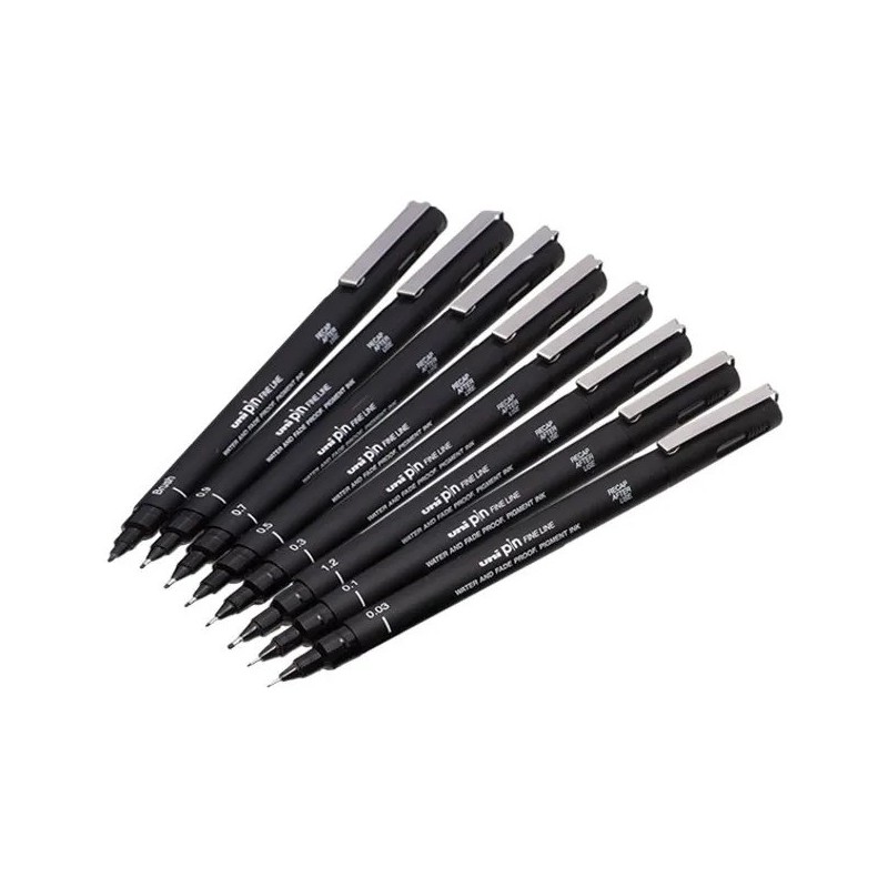 Set de 8 feutres Uni-pin - 5+3 offerts ! - 0.05mm 0.2mm 0.4mm 0.6mm 0.8mm 1mm 1.2mm 1 feutre pinceau fineliner - 