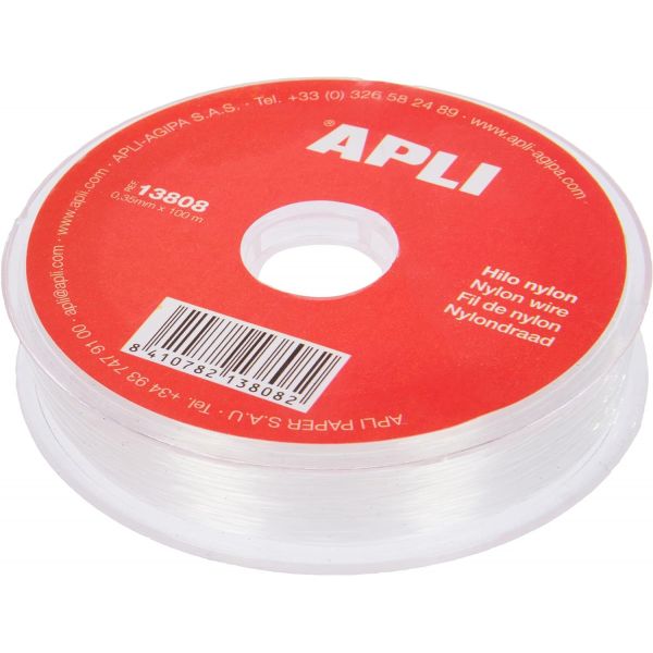 Fil de nylon 0.35mm X 100m - Transparent - Haute résistance - Apli 