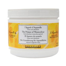 Gesso semi absorbant pour Aquarelle - Pot 500ml - donne à votre support un grain fin semblable à celui d'un papier aquarelle - S