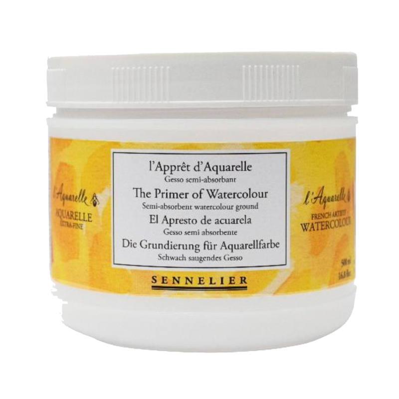 Gesso semi absorbant pour Aquarelle - Pot 500ml - donne à votre support un grain fin semblable à celui d'un papier aquarelle - S