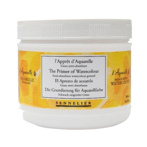 Gesso semi absorbant pour Aquarelle - Pot 500ml - donne à votre support un grain fin semblable à celui d'un papier aquarelle - S