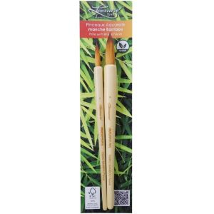 Set 2 Pinceaux bambou Fauve - série 700 - Fibres synthétiques - Bonne rétention - n°6 et n°2 -  Léonard