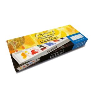 Palette porcelaine Sennelier - Mélanges de peinture aquarelle - 6 emplacements rectangles - 