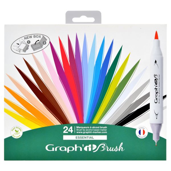 Set 24 marqueurs Graph'it Brush - Double-pointe : brush pinceau et extra-fine -  Essential