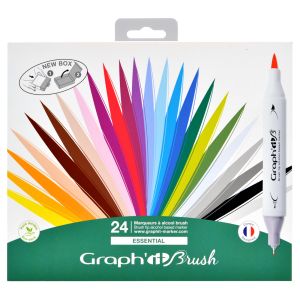 Set 24 marqueurs Graph'it Brush - Double-pointe : brush pinceau et extra-fine -  Essential