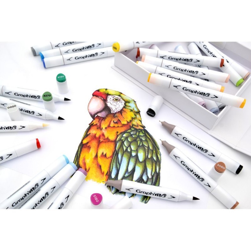 Set 24 marqueurs Graph'it Brush - Parfait pour travailler sur du papier layout ou sur du bristol - Essential