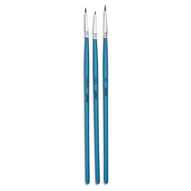 Pochette 3 pinceaux aquarelle ronds fins - Parfait pour l'aquarelle, l'encre et les peintures diluées - n°0, n°00 et n°000 - Péb
