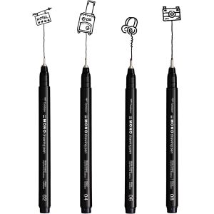 Set feutres calibrés MONO drawing pen - 02 (0.30 mm), 04 (0.40 mm), 06 (0.50 mm), 08 (0.60 mm) - contraste, profondeur et précis