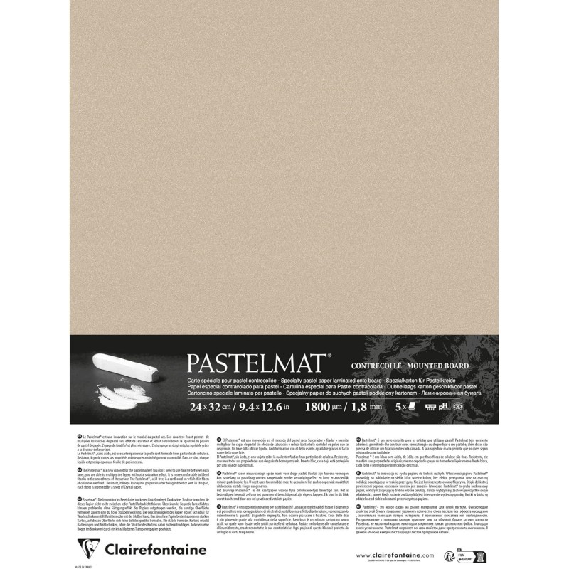 Contrecollé Pastelmat - 24x32 cm - Couleur : Sable - Carton épais 1.8mm - Dessin pastel sec et tendre - Clairefontaine