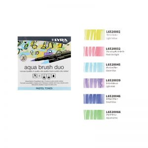 Set Aqua Brush Duo - 6 couleurs pastels - Jaune clair, Chair claire, Bleu glacier, Violet clair, Bleu Smalt, Aquamarine - Lyra