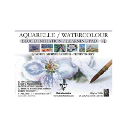Bloc aquarelle prédessiné - 6 modèles - Papier Etival grain fin 300g - A4 paysage - N°1